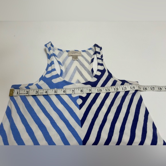 LOFT petite maxi dress cotton‎ knit stretchy xxsp summer nautical blue white - Picture 6 of 12